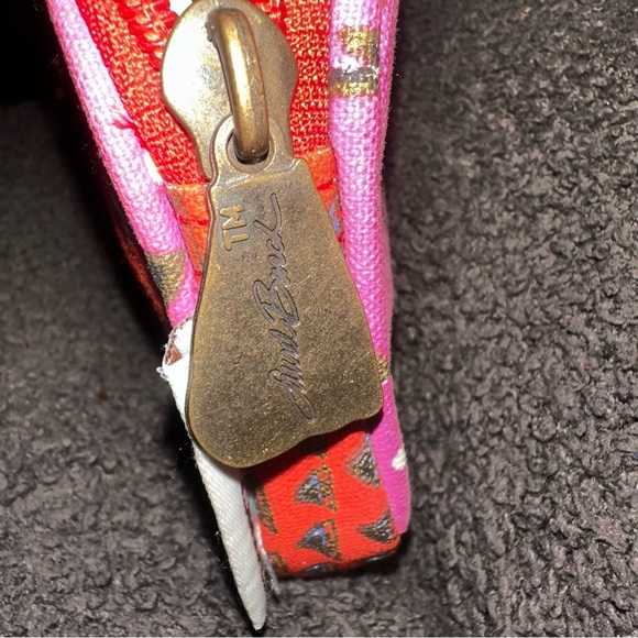 Laurel Burch Red Magenta Cat Zipper Wristlet Clear ID Pocket 100% Cotton - Picture 3 of 4